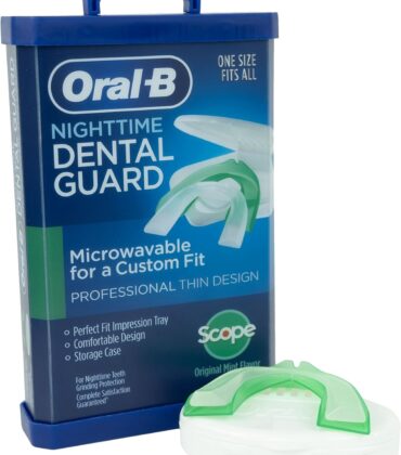 Oral-B Mouth Guard for Grinding Teeth at Night - Nighttime Dental Guard – Moldable Night Guard with Scope Mint Flavor – Less Than 3-Minutes for Custom Teeth Protection